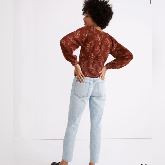 MADEWELL Preston Puff-Sleeve Top in Letterpress Floral STAINED MAHOGANY MEDIUM - Picture 3 of 9